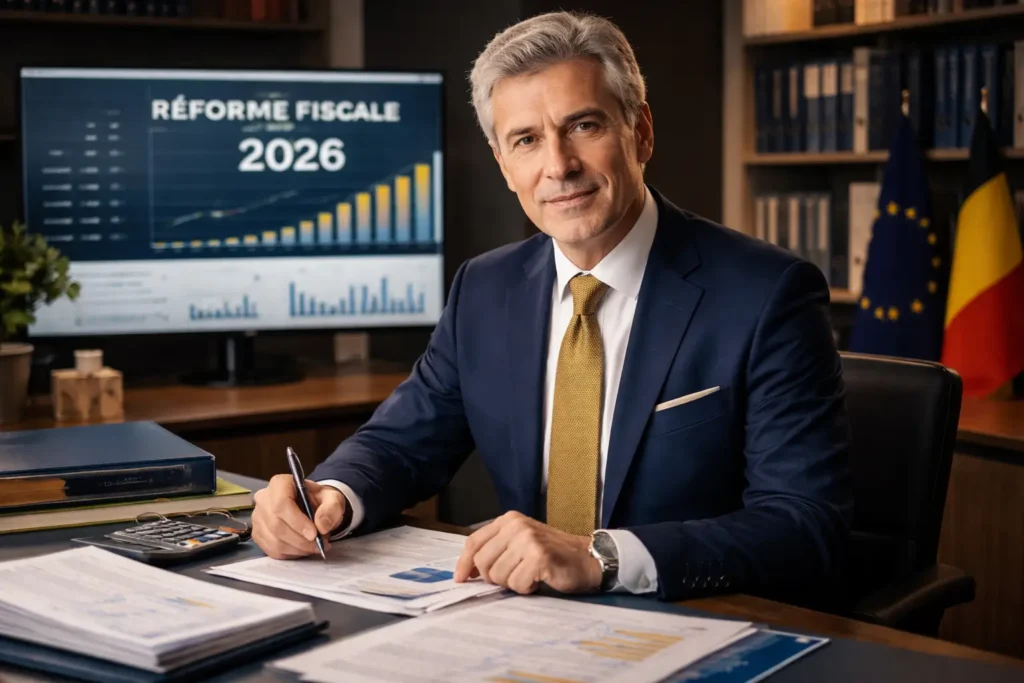 Expert-comptable belge analysant les nouveautés fiscales 2026 pour entreprises
