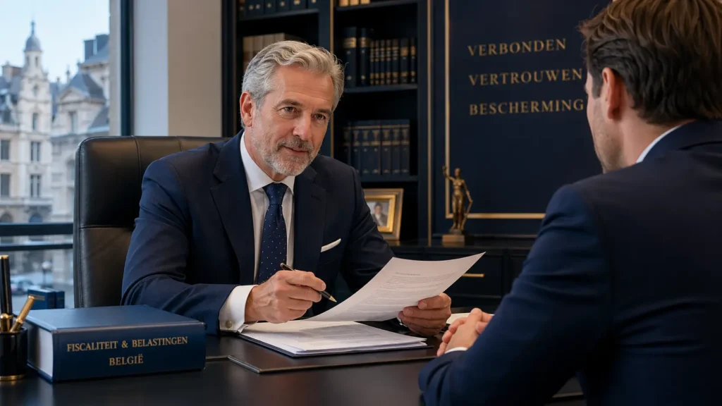 Expert-comptable accompagnant un dirigeant lors d'un contrôle fiscal en Belgique