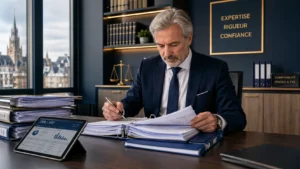 Expert-comptable vérifiant la comptabilité TVA d'une PME belge sur son bureau