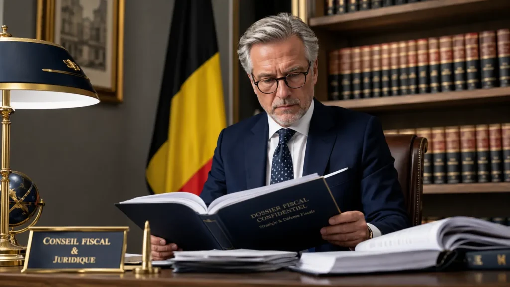 Expert-comptable fiscaliste preparant la defense d'un client face a un controle fiscal en Belgique