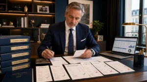 Expert-comptable analysant les frais professionnels déductibles en 2026 dans un bureau belge